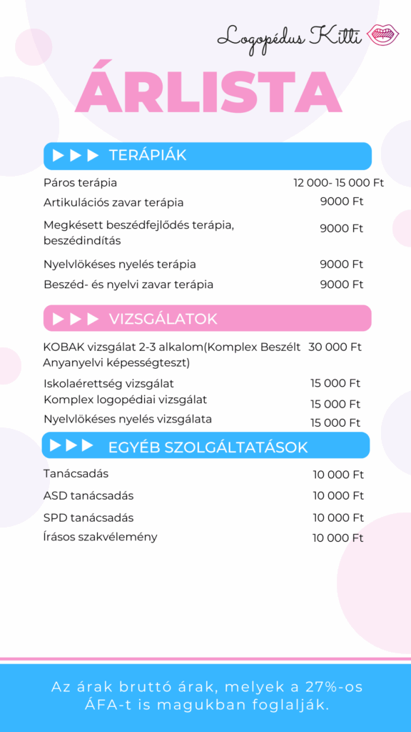 Logopédus Kitti Szolnok Árlista